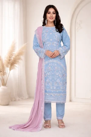 Raheli – Powder Blue Embroidered Suit Set